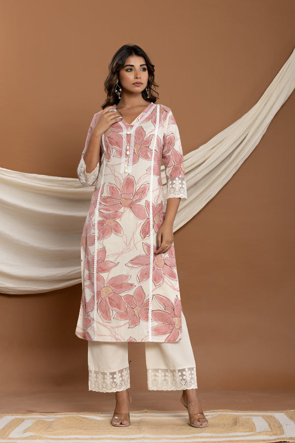 Hardik Rosy cotton kurta pant set