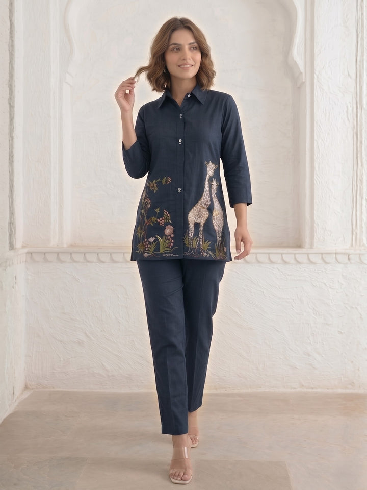 Gaur azure embroidery cotton co-ord set