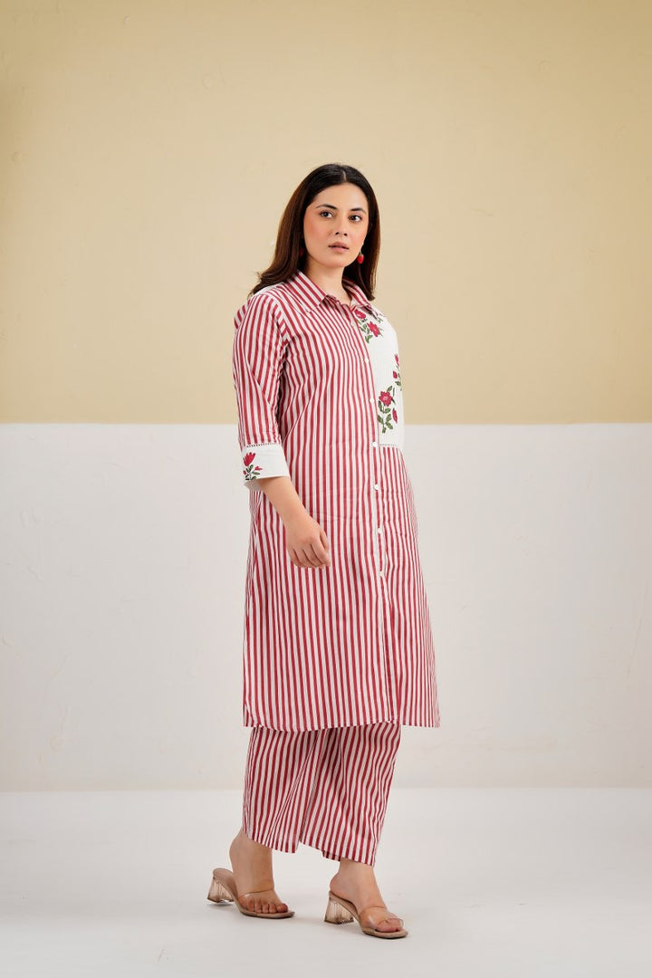 Tatva berry stripes cotton co-ord set
