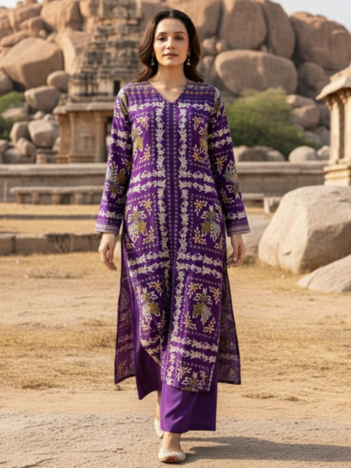 Kabool orchid printed Kurta pant set