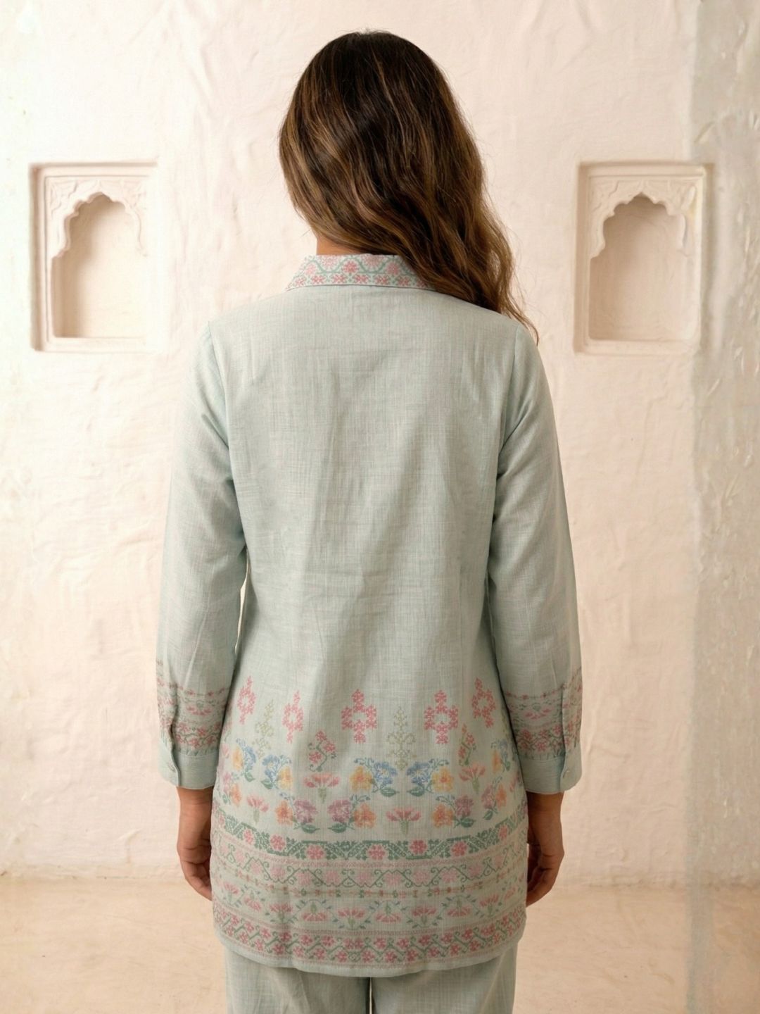 Benisha spruce schiffli cotton co-ord set