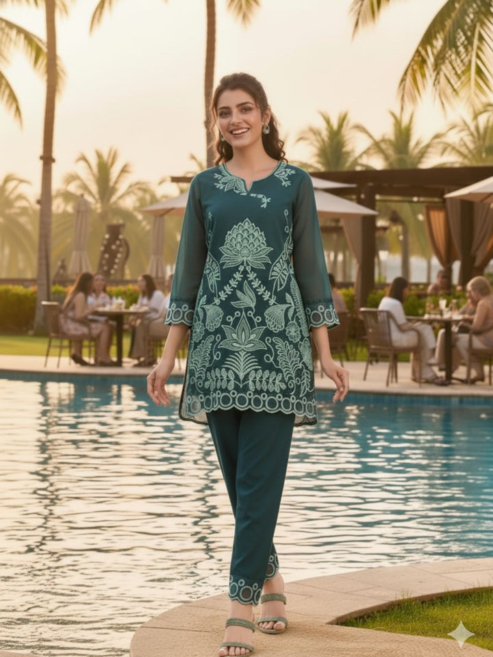 Srijan Fern Embroidered Co-ord set