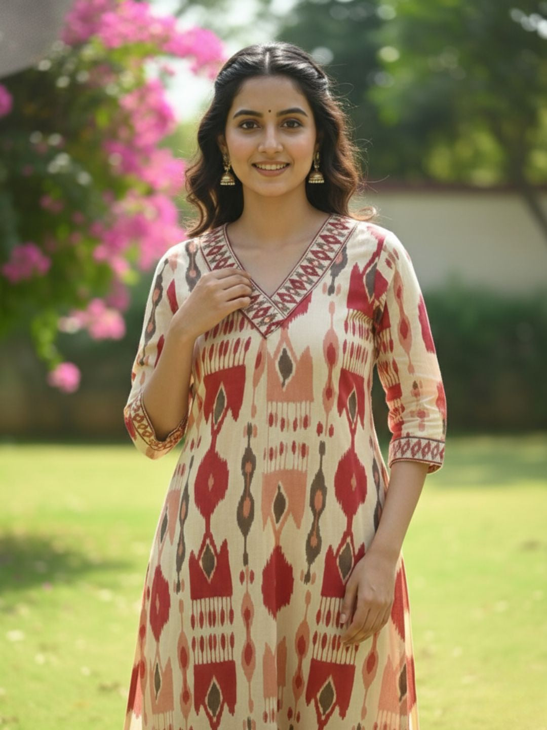 SASHA CORAL PRINTED KURTA PANT SET
