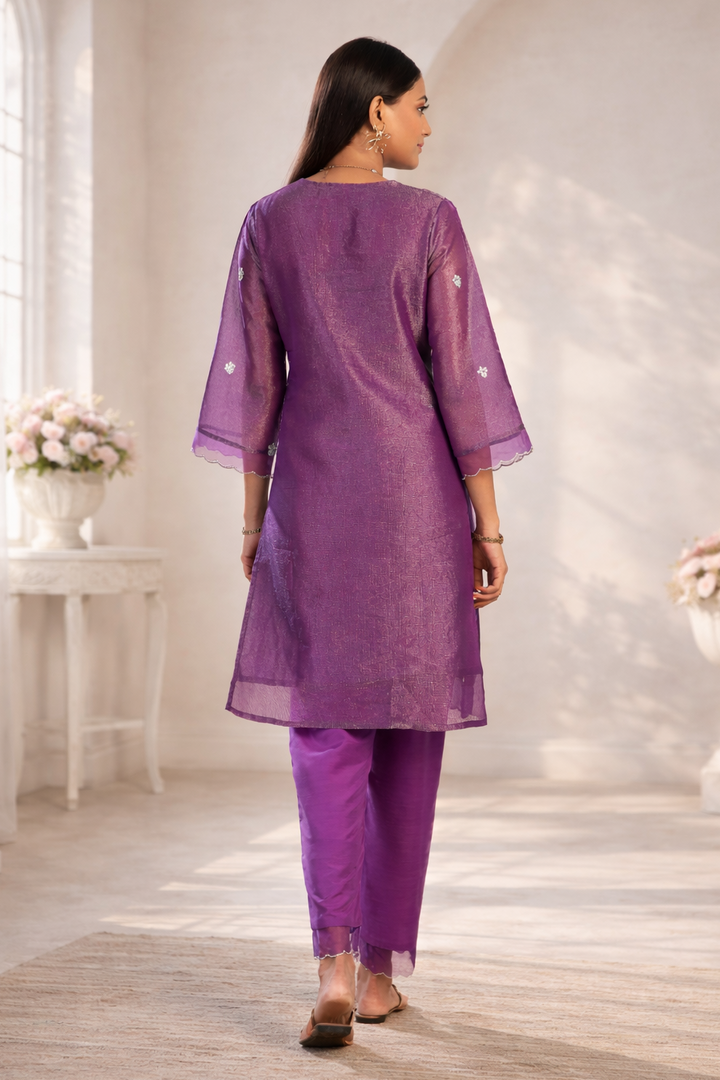 Anumeha Plum Full Work co-ord set