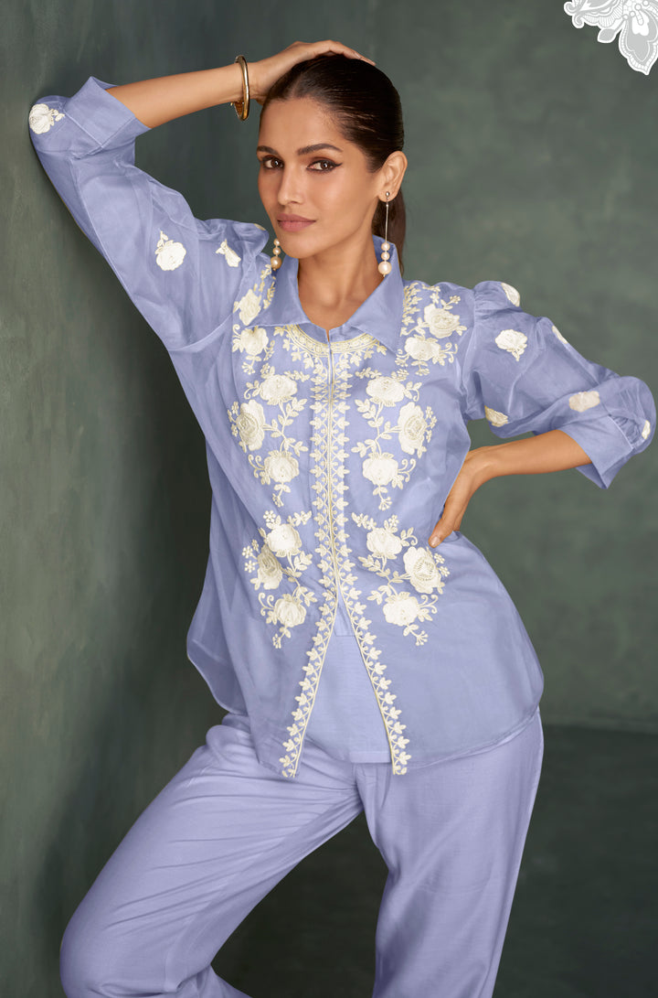 Saba Orchid Embroidered 3 pc Co-ord Set