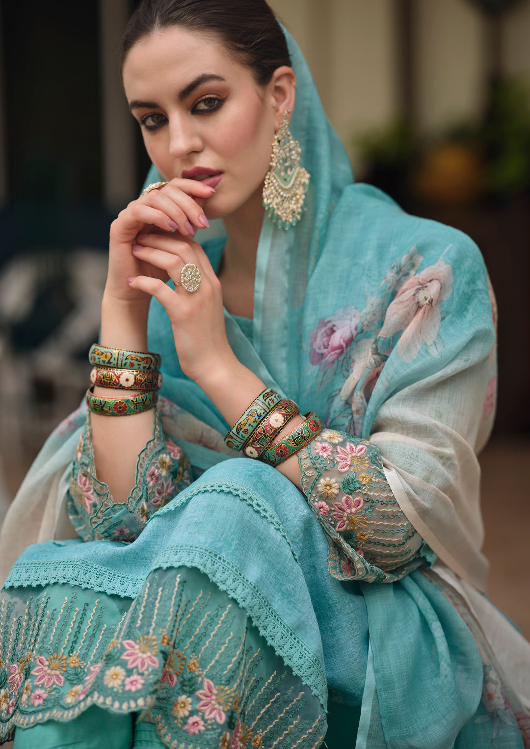 Feroza Teal Pakistani Suit Set