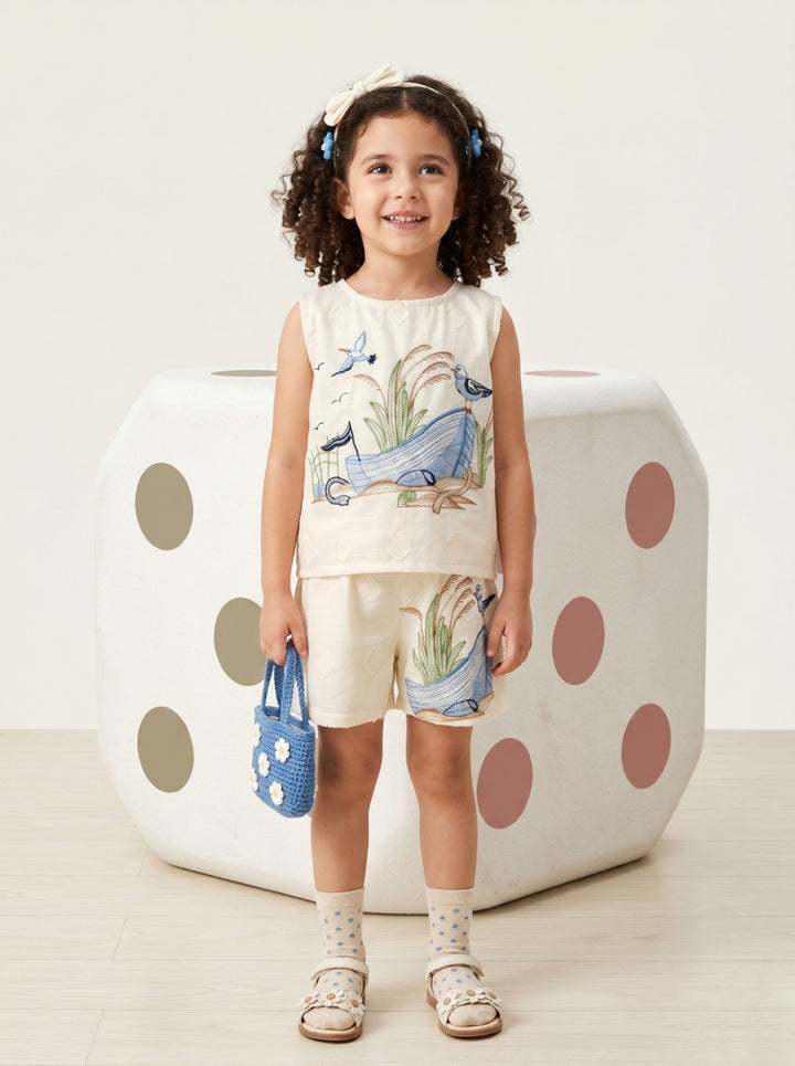 Joy ship embroidery cotton co-ord set