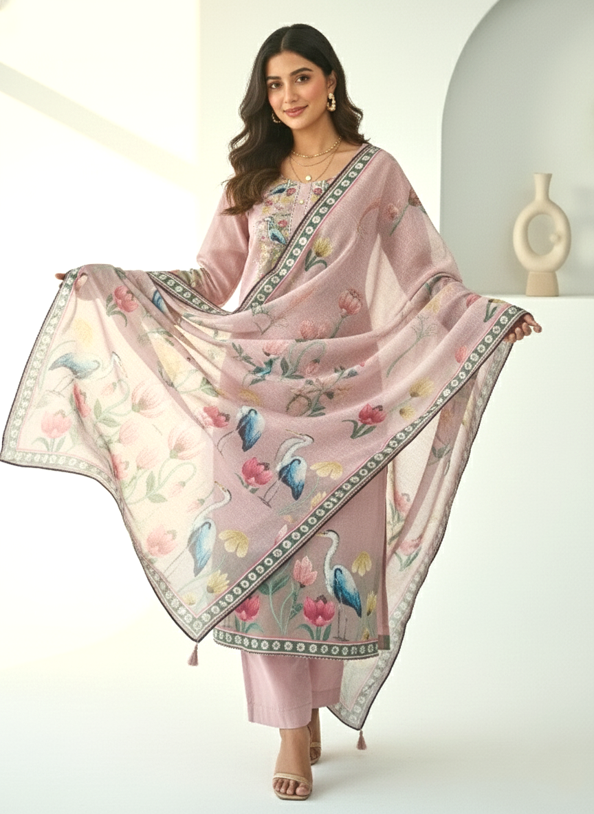 Reet Mauve Printed Work Suit Set