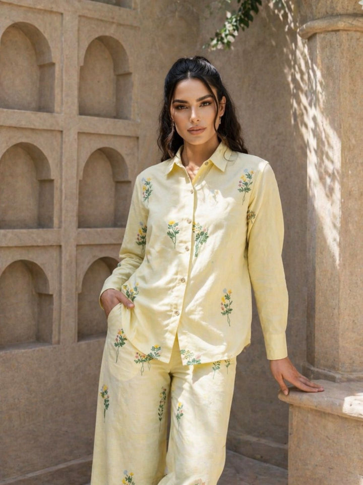 Molly Lime embroidery cotton co-ord set