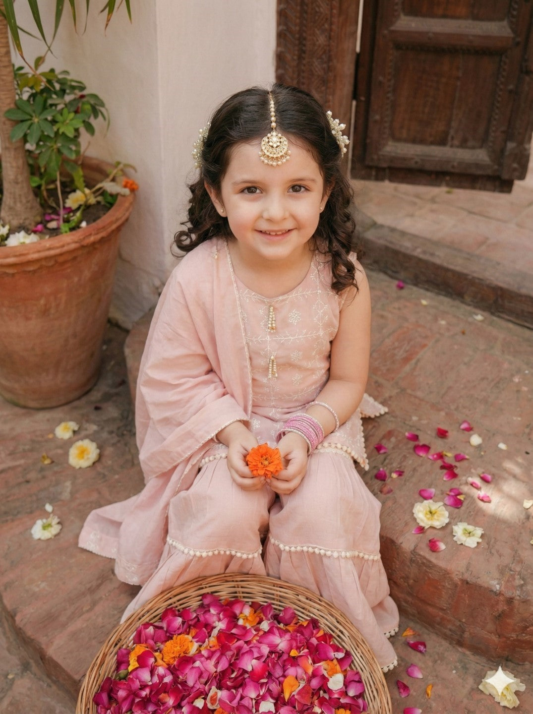 Joy taffy embroidery kids cotton suit set