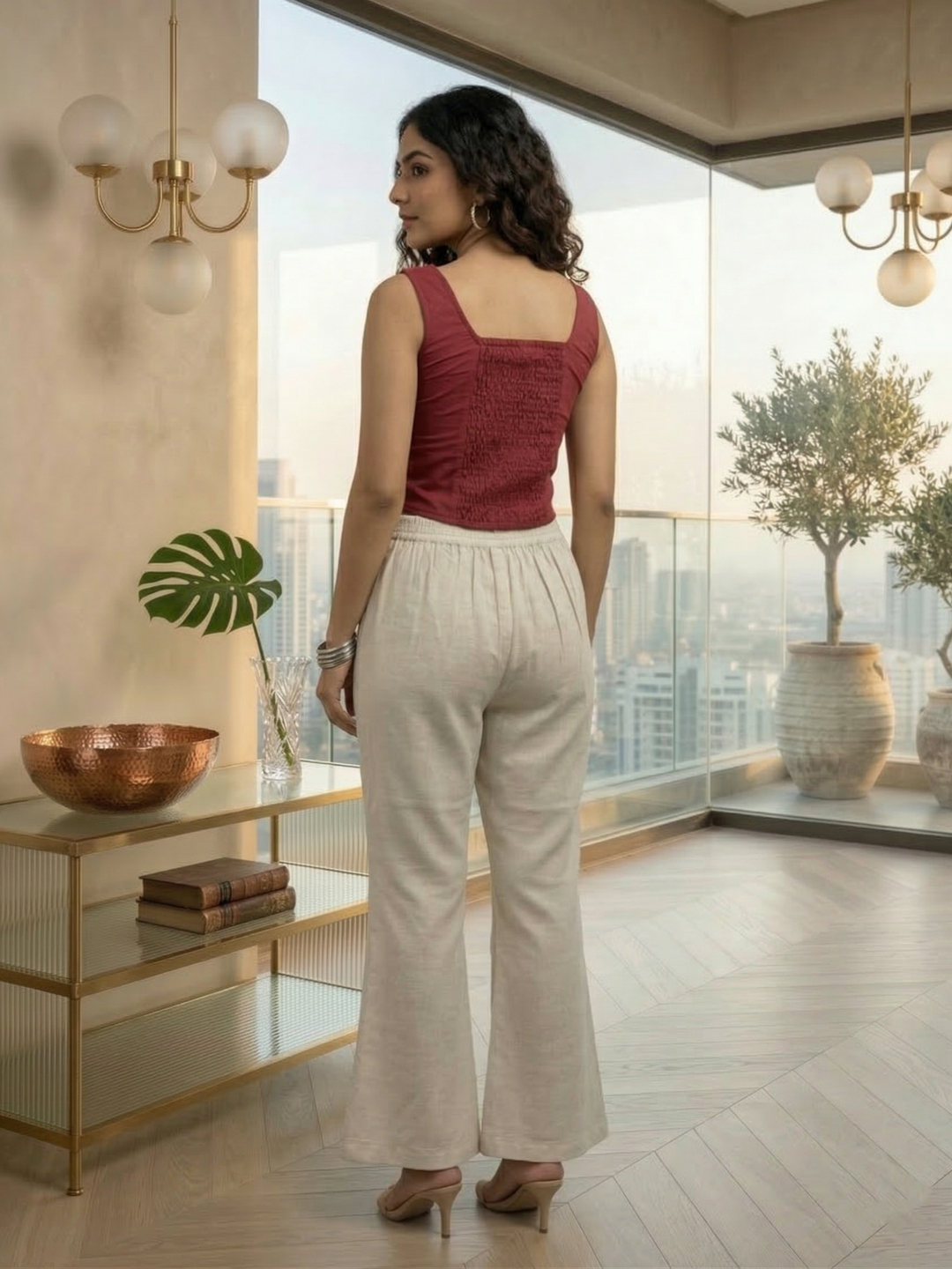 Drona pearl embroidery cotton 3 pc co-ord set