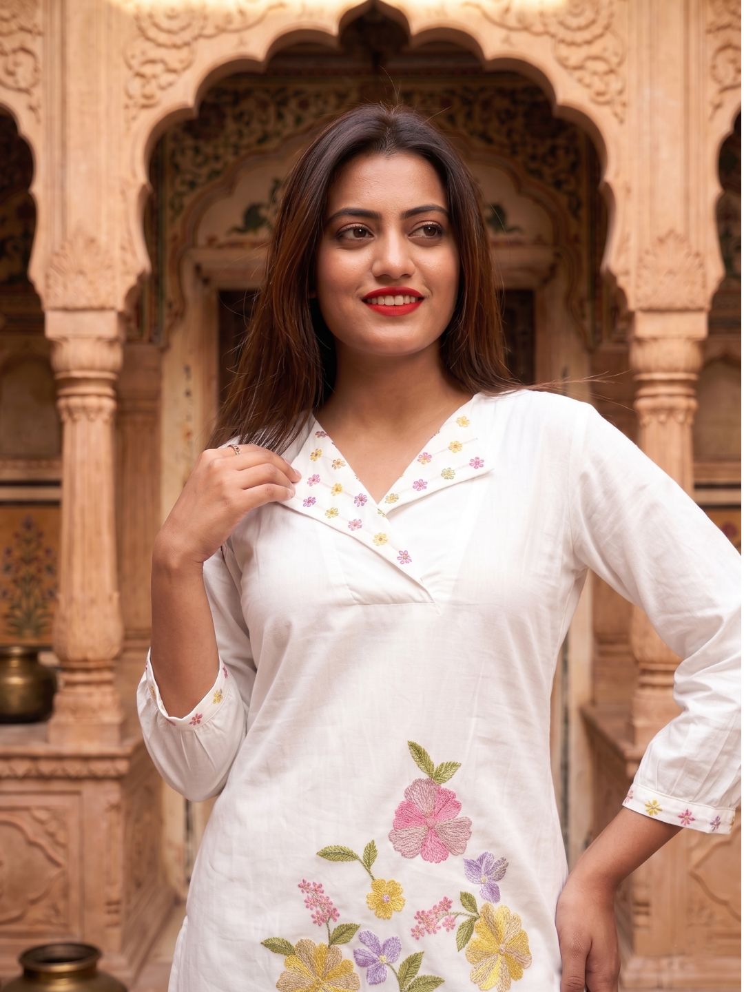 Darika Vanilla Embroidery Co-ord Set