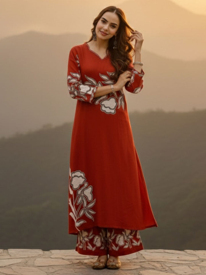 Bakul Rust Digital Print Kurta Pant Set