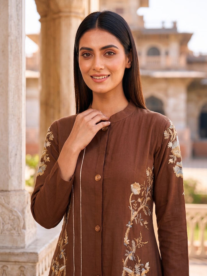 Gaur Tuscan cotton embroidery co-ord set