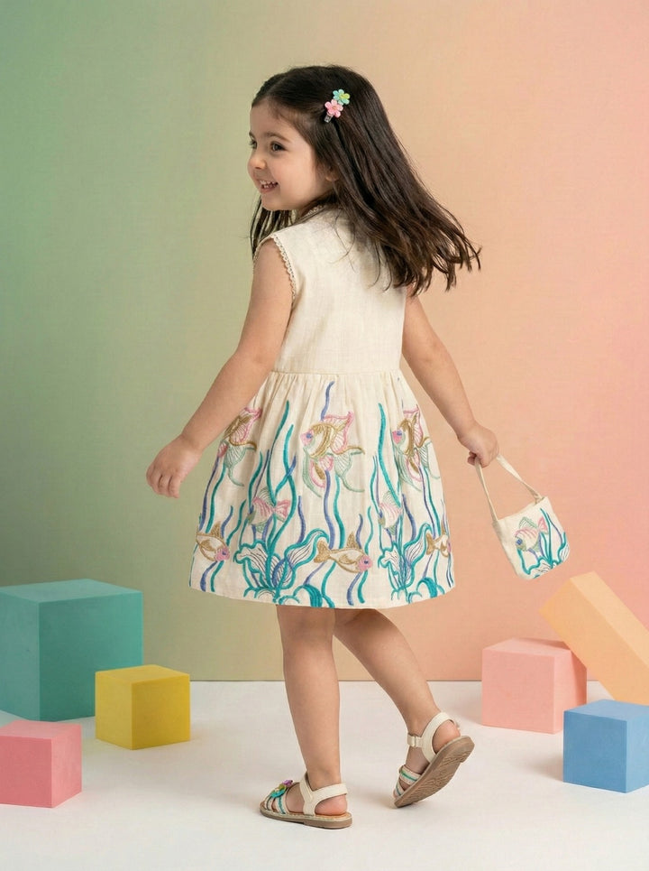 Joy marine embrodiery cotton Dress