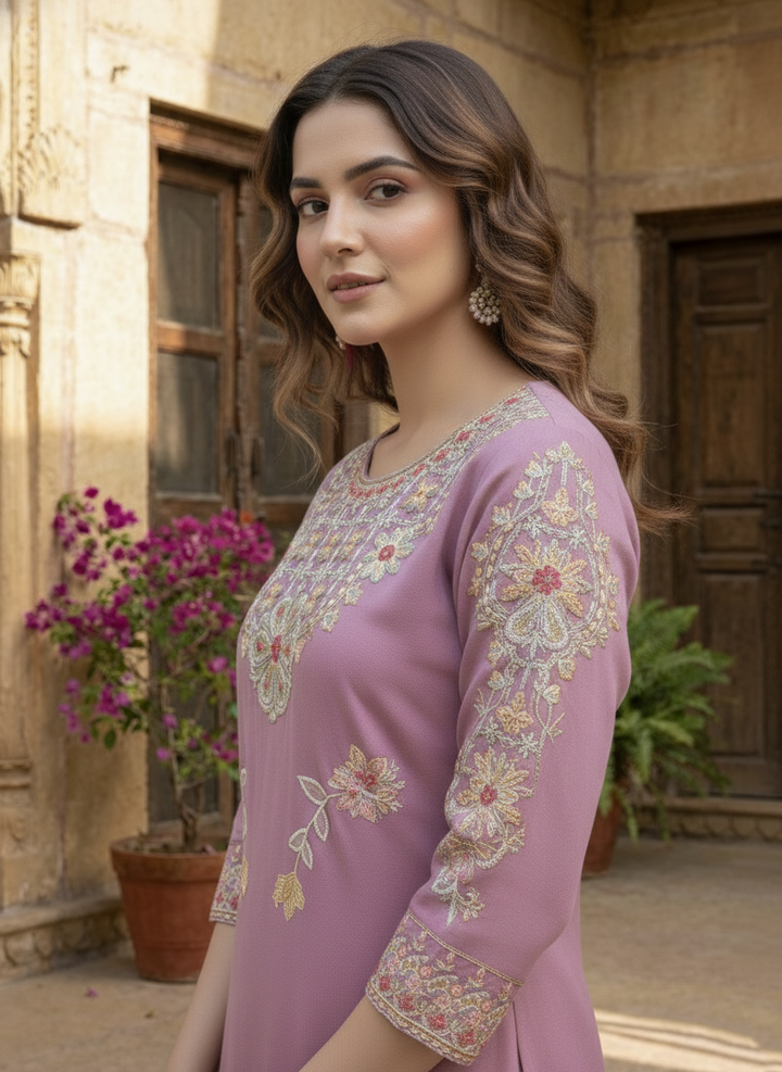 Yami Rose Embroidered Suit Set