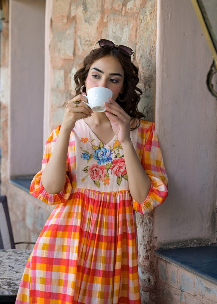 Tatva vivid cotton midi dress