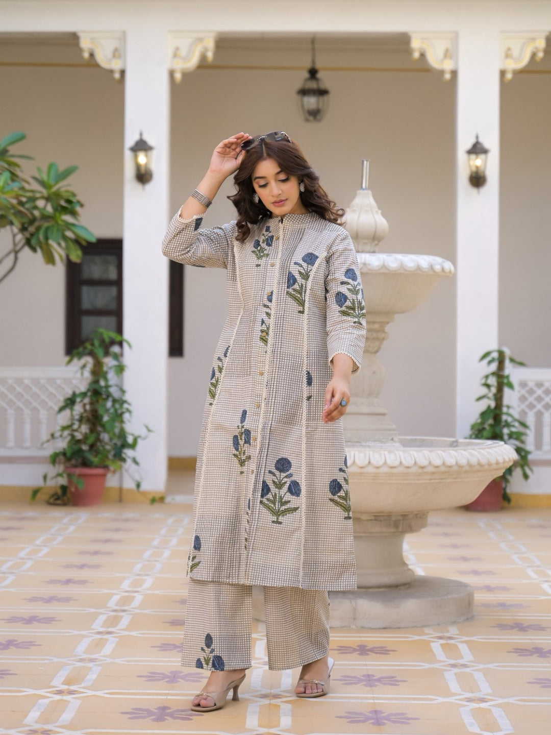 Mayri peony cotton kurta pant set
