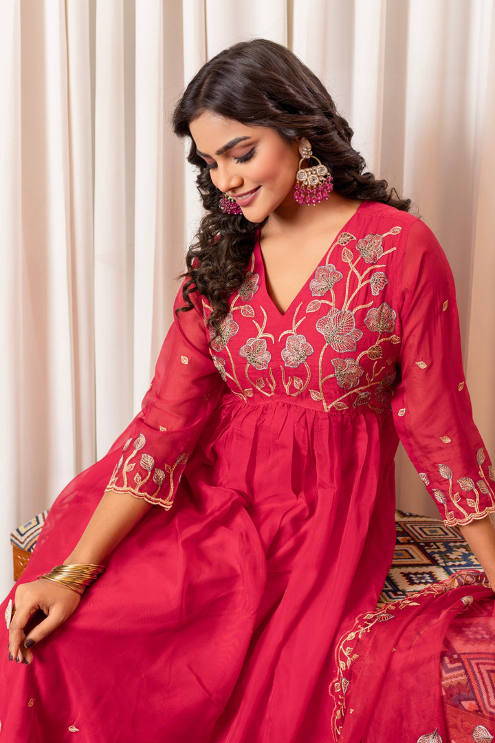 Nisha Rosy Embroidered Suit Set