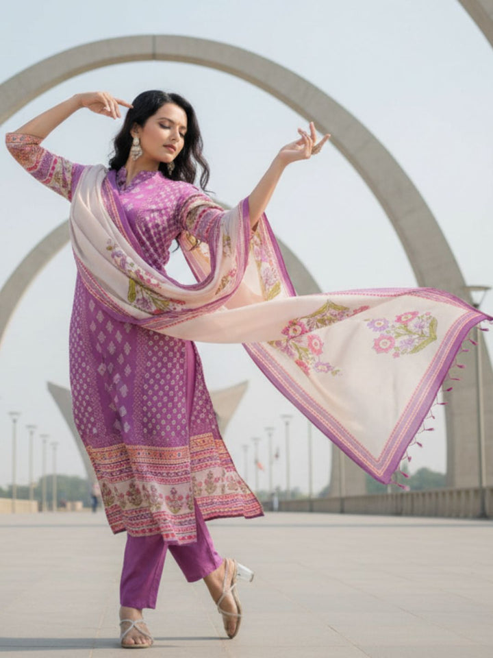 Shanti Orchid Printed Suit Set