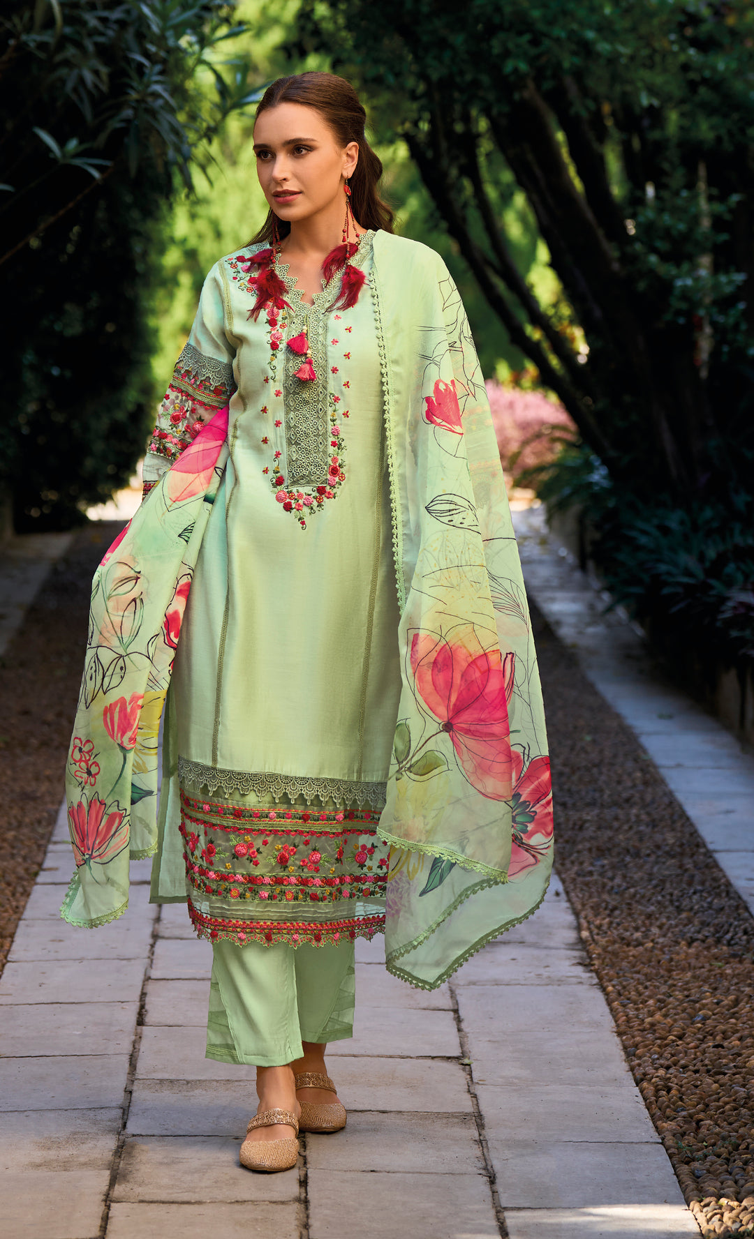 Nida Mint Full Embroidery Pakistani Suit Set