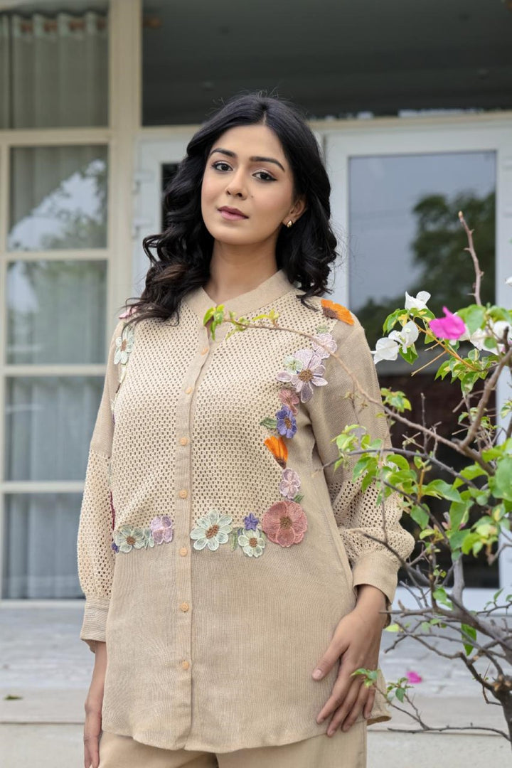 Opela Tan embroidery Co-ord Set