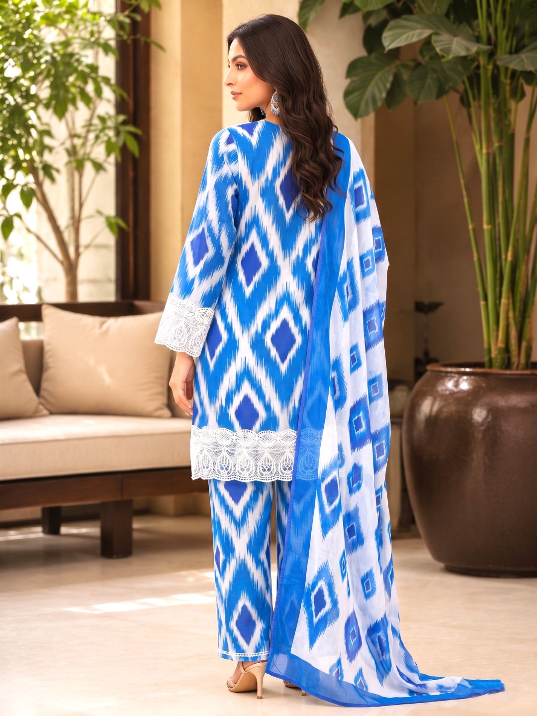 ARANYA ICE IKAT PRINT COTTON SUIT SET
