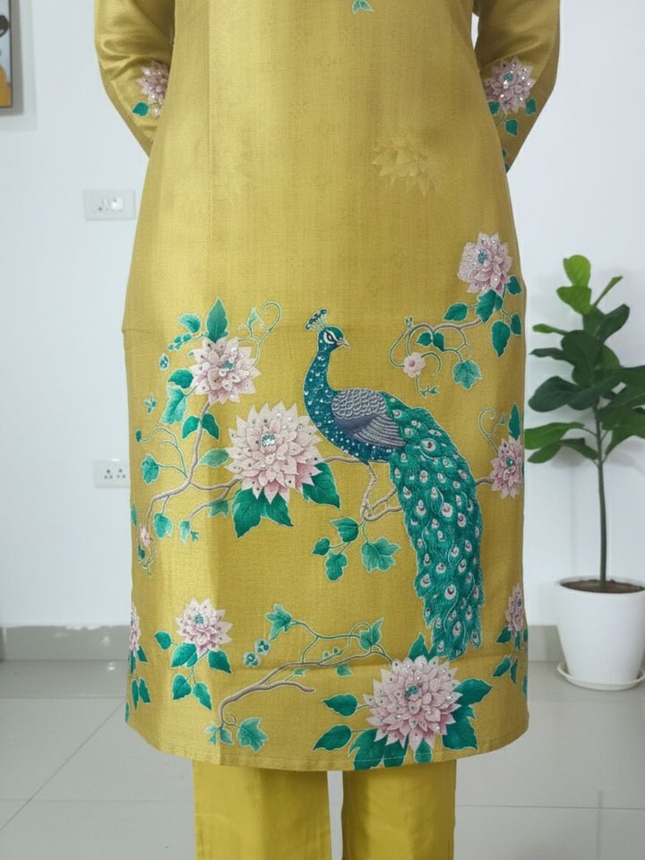 Reet Gold Printed Work Suit Set