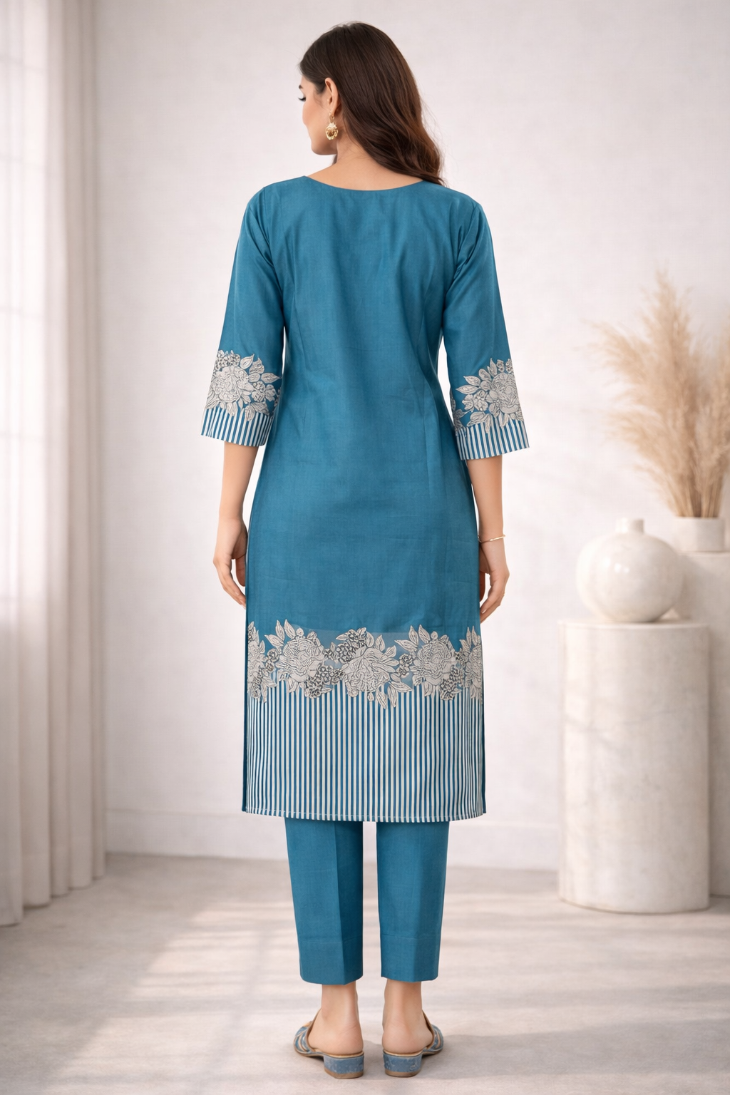 Reet Teal Printed Work Suit Set