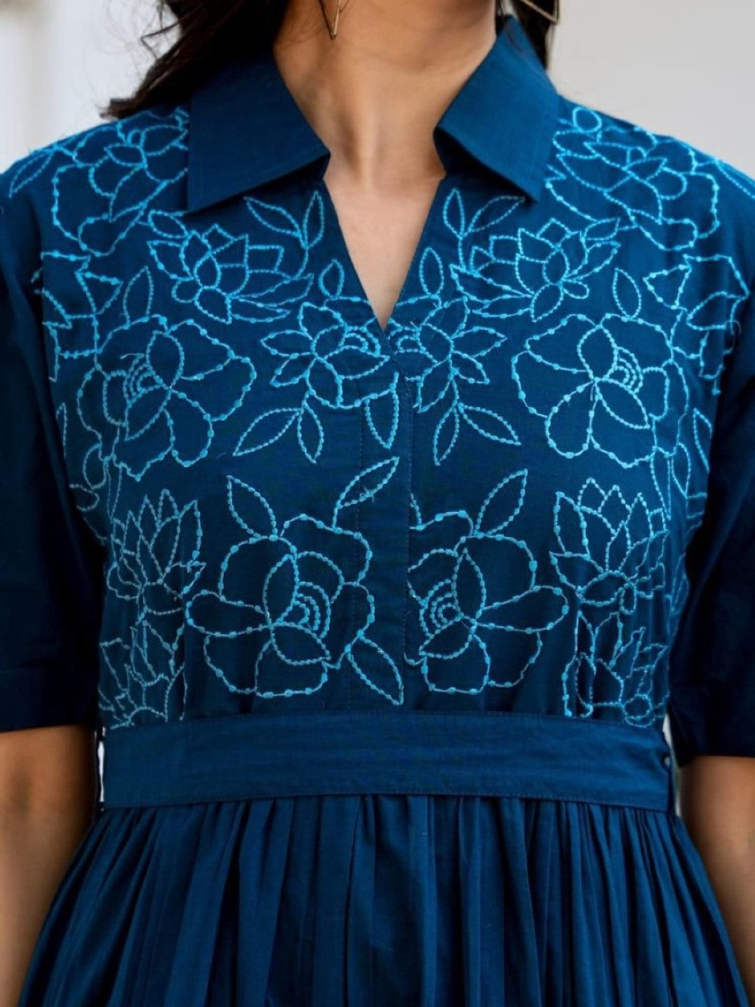 Esmera azure embroidery cotton dress