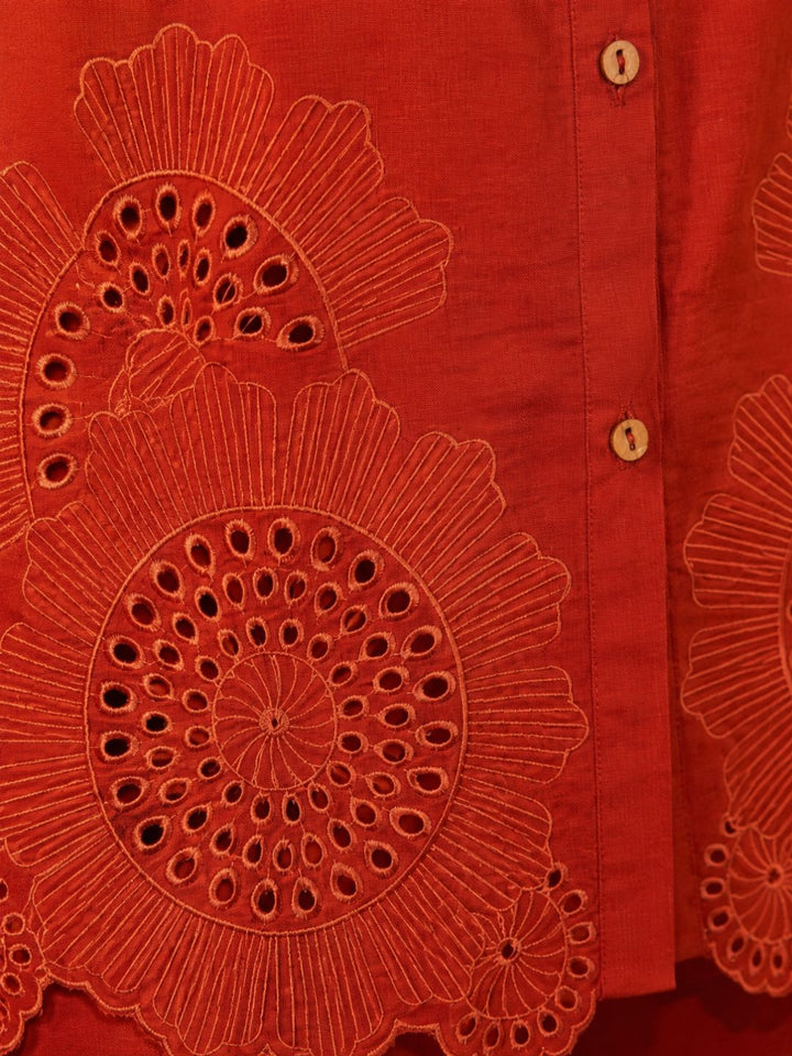 Tisca apricot embroidery co-ord set