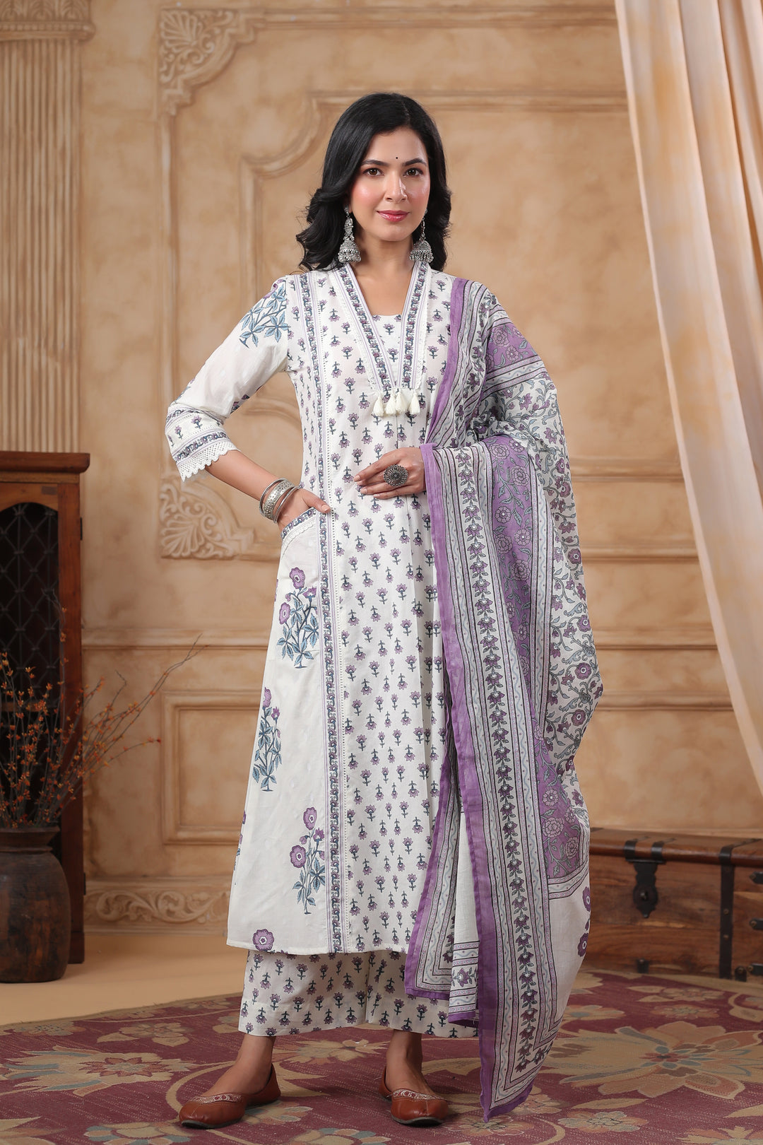 Hiya Orchid premium cotton suit set