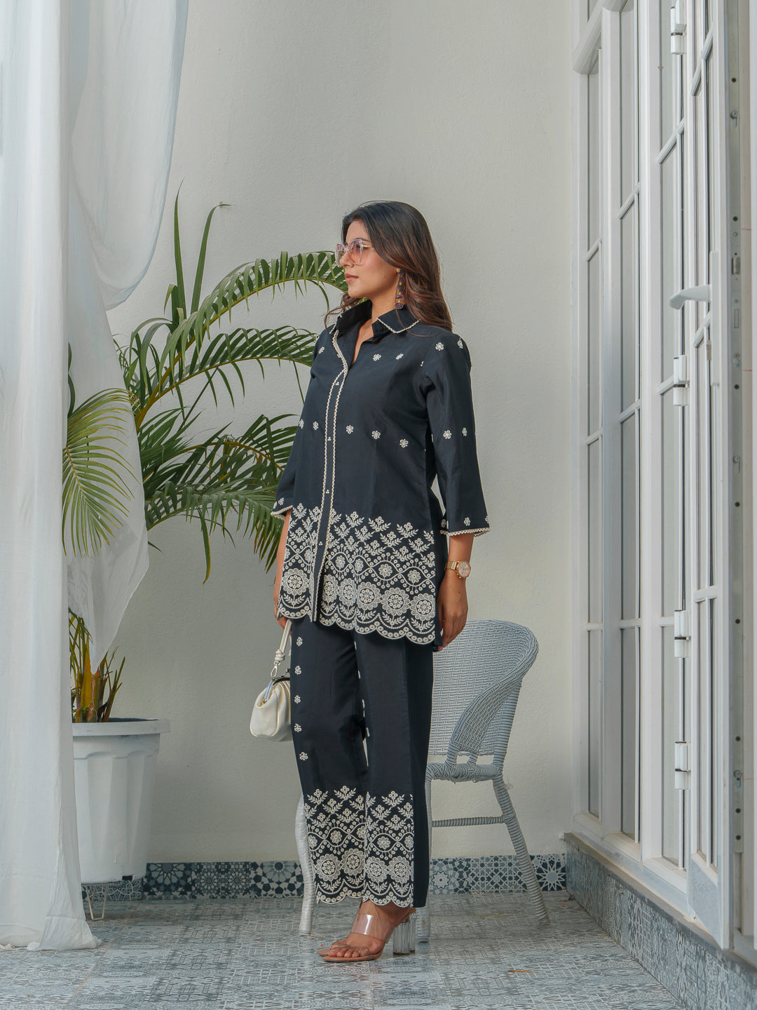 Tashvika Charcoal Embroidery Co-ord Set