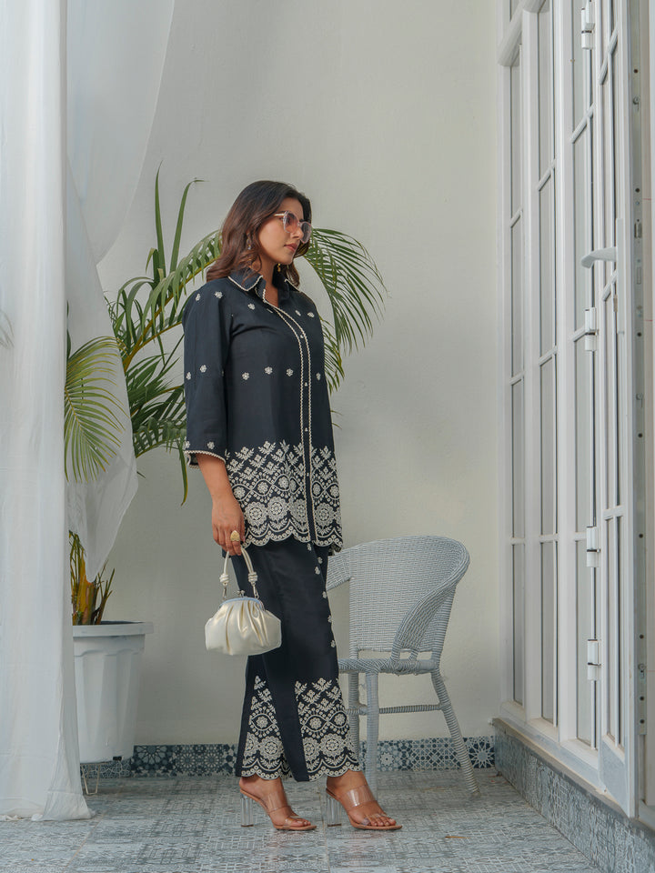 Tashvika Charcoal Embroidery Co-ord Set