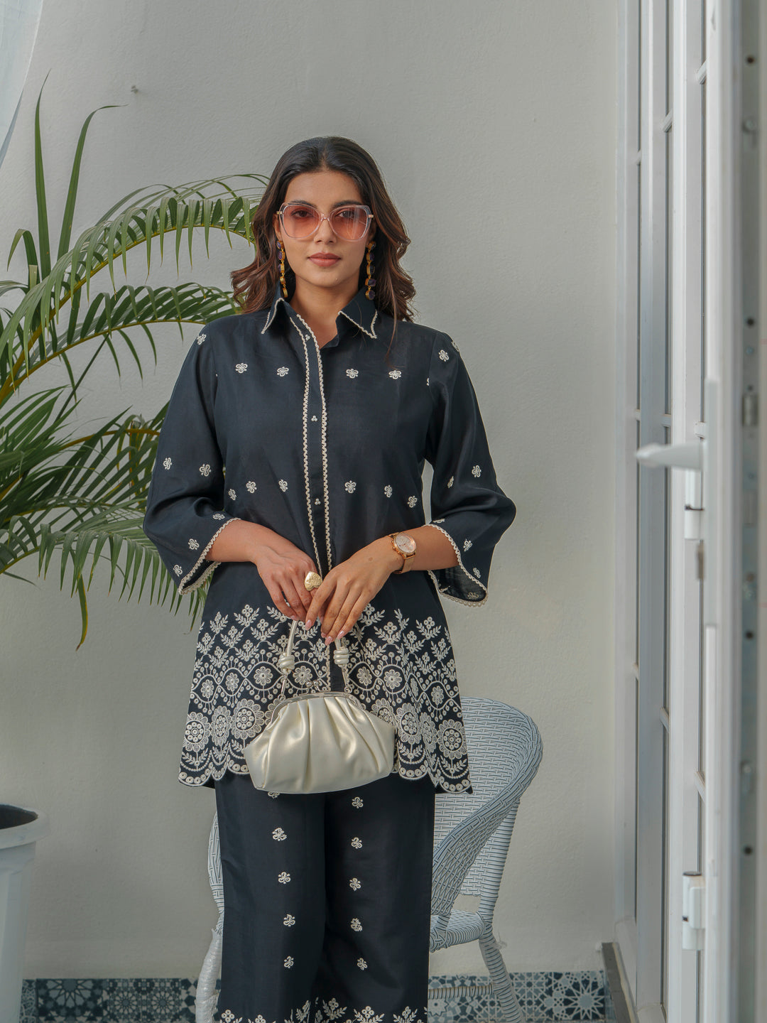 Tashvika Charcoal Embroidery Co-ord Set