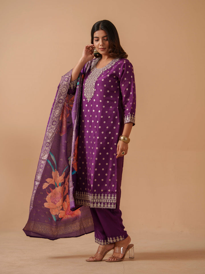 Palash Orchid Full Work Suit Set