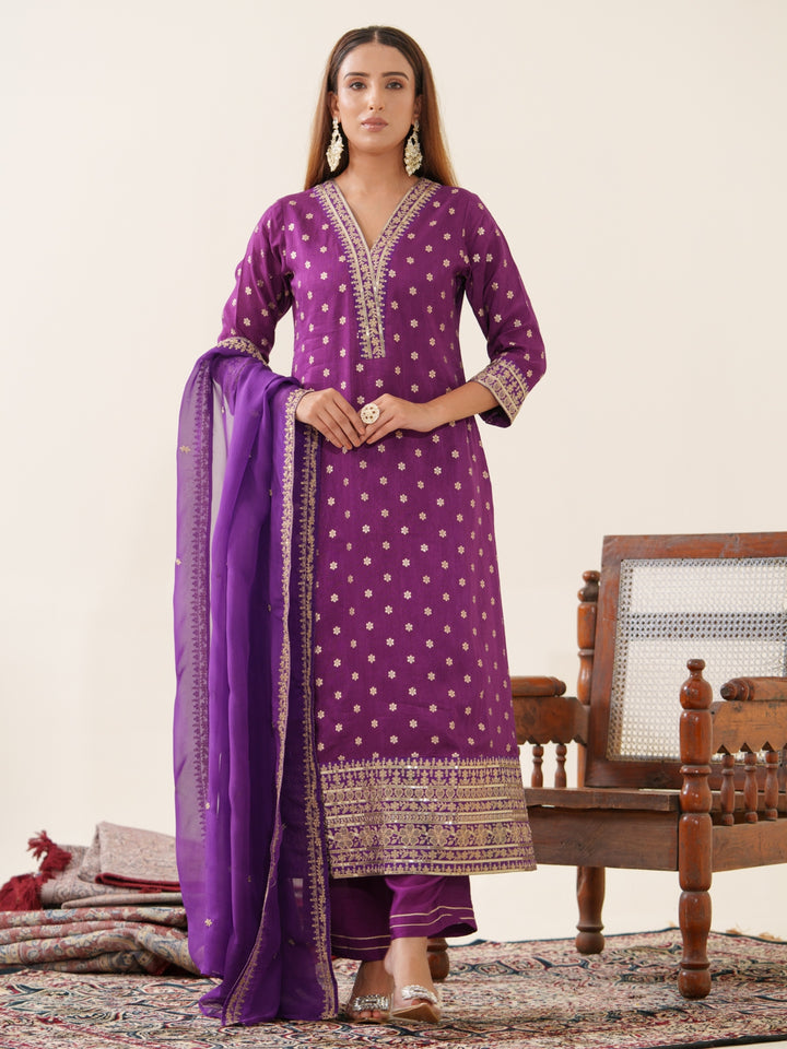Palash Grape Full Work Suit Set