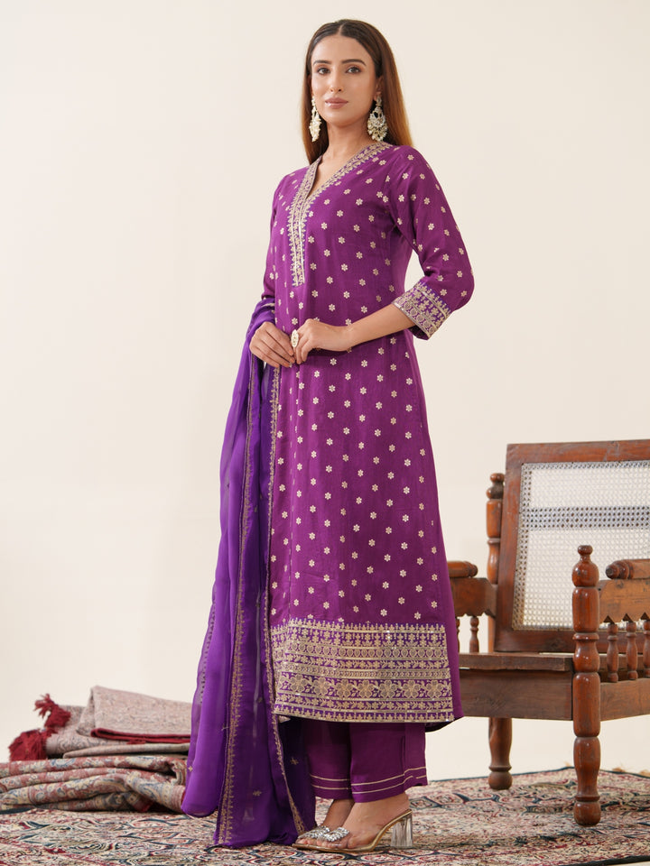 Palash Grape Full Work Suit Set