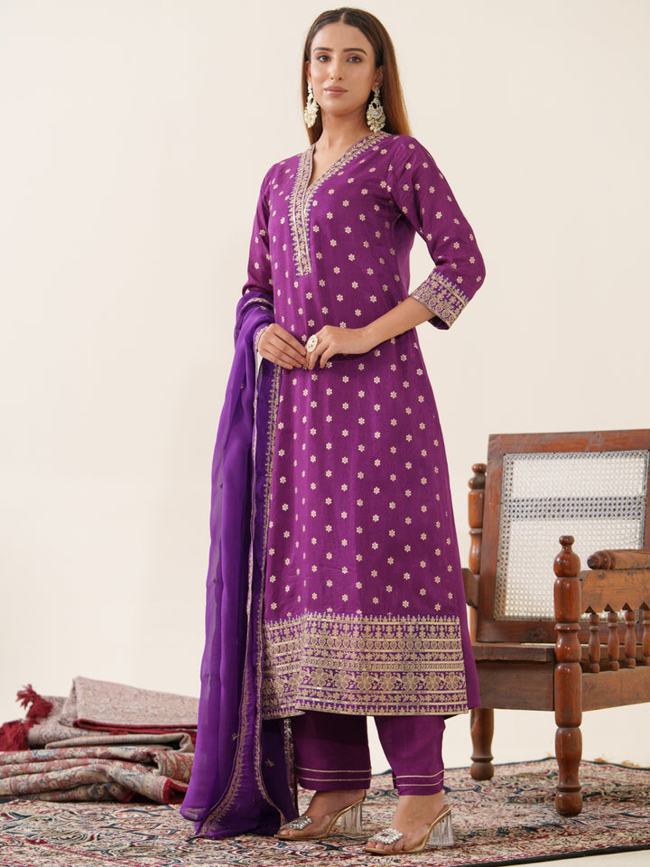 Palash Grape Full Work Suit Set