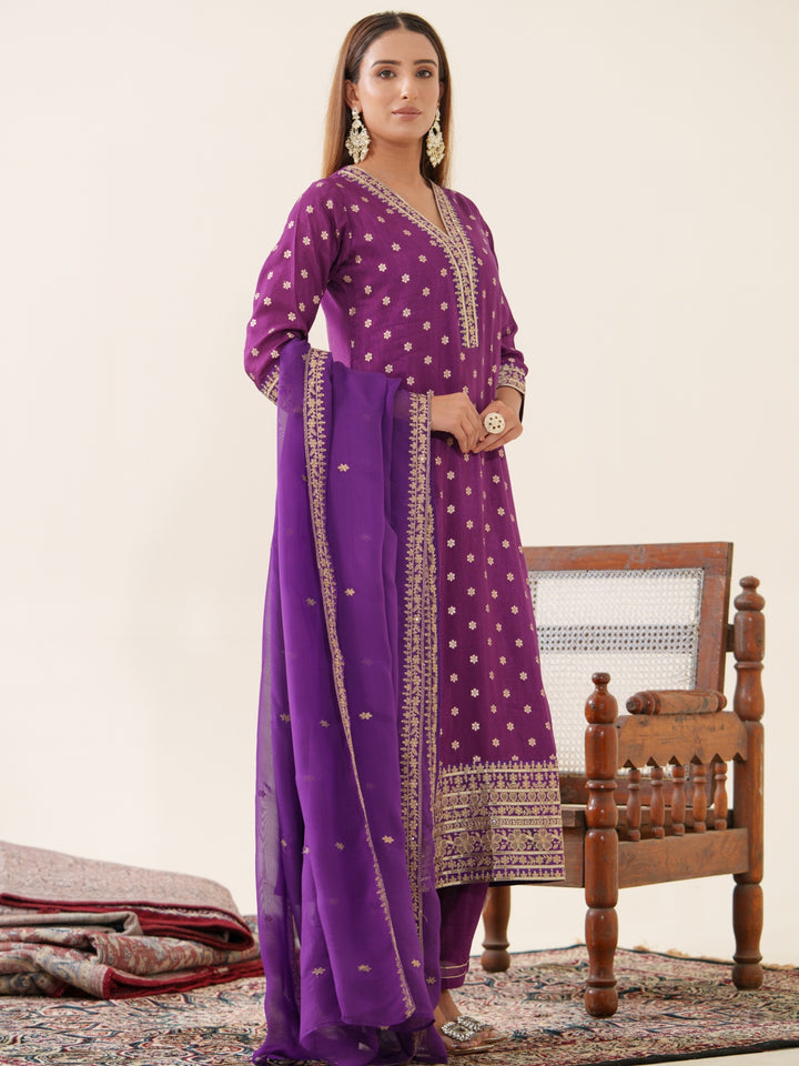 Palash Grape Full Work Suit Set