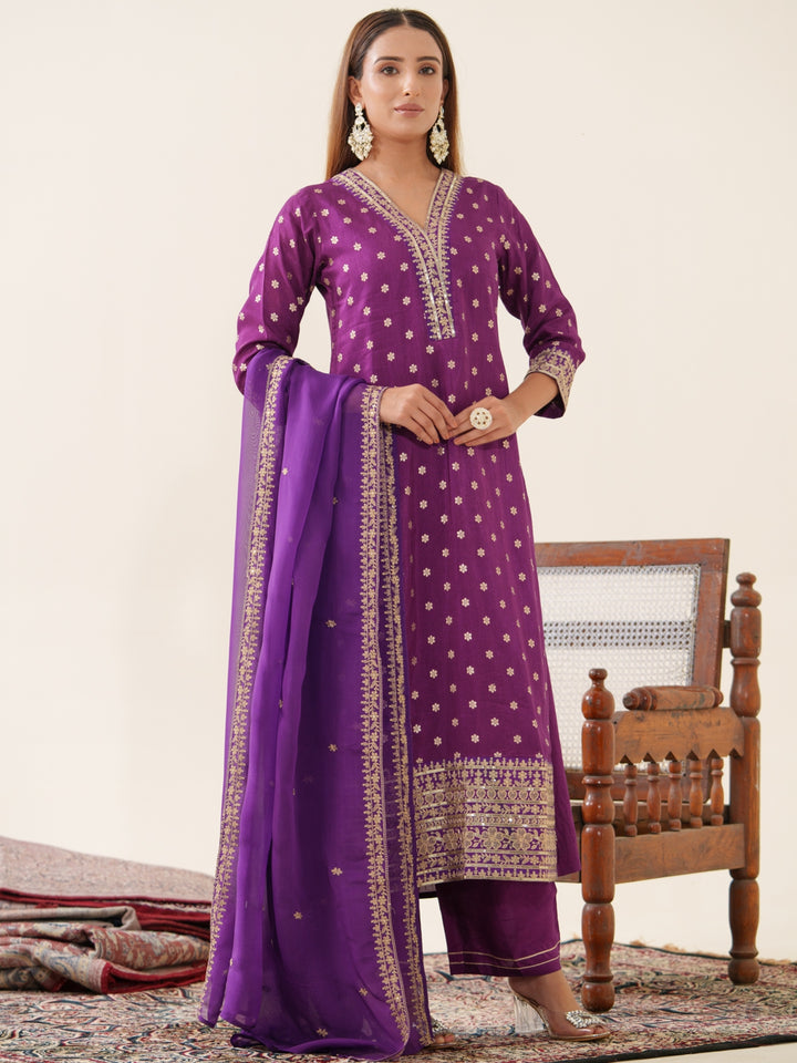 Palash Grape Full Work Suit Set