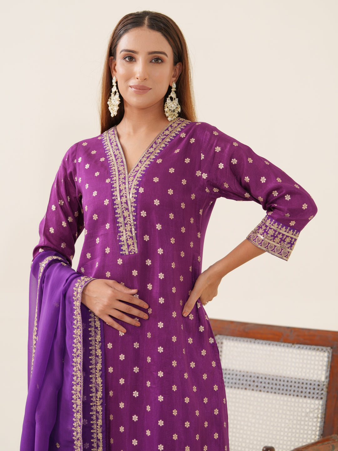 Palash Grape Full Work Suit Set