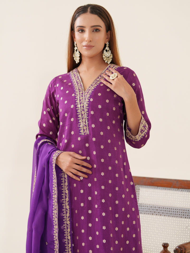 Palash Grape Full Work Suit Set