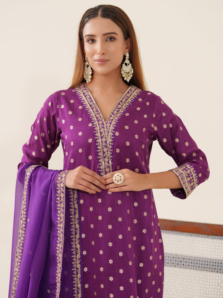 Palash Grape Full Work Suit Set