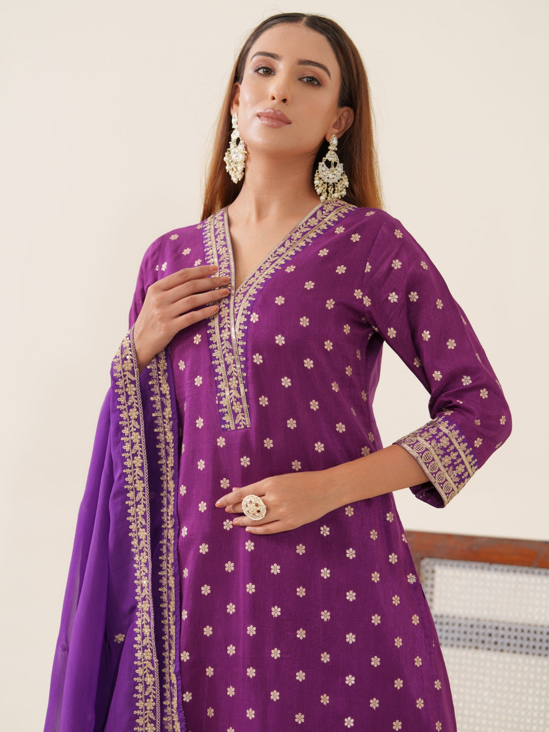 Palash Grape Full Work Suit Set