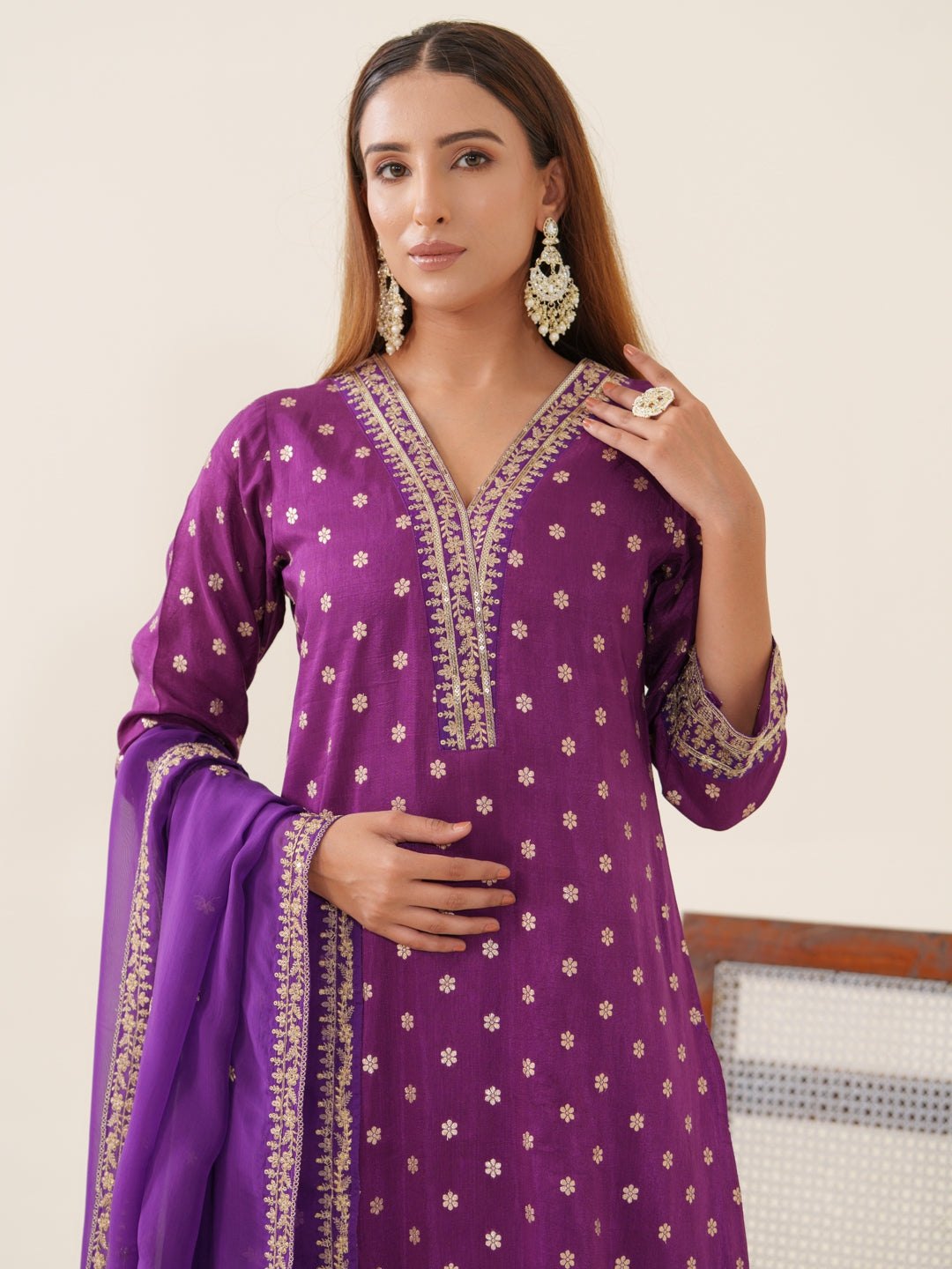 Palash Grape Full Work Suit Set
