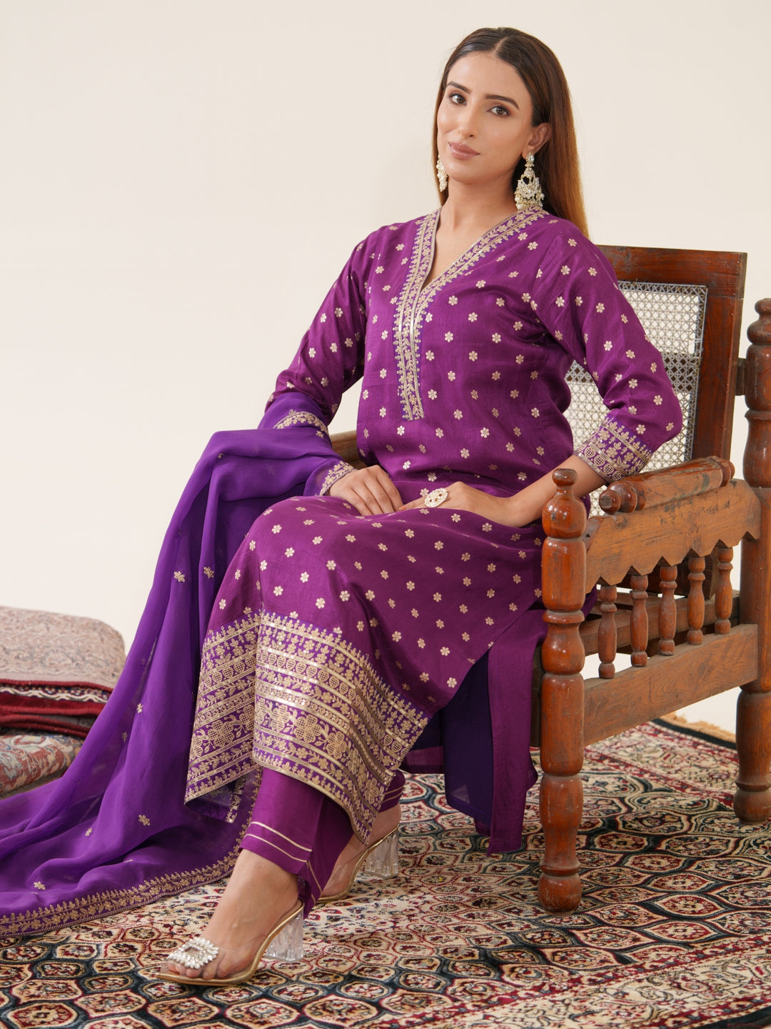 Palash Grape Full Work Suit Set