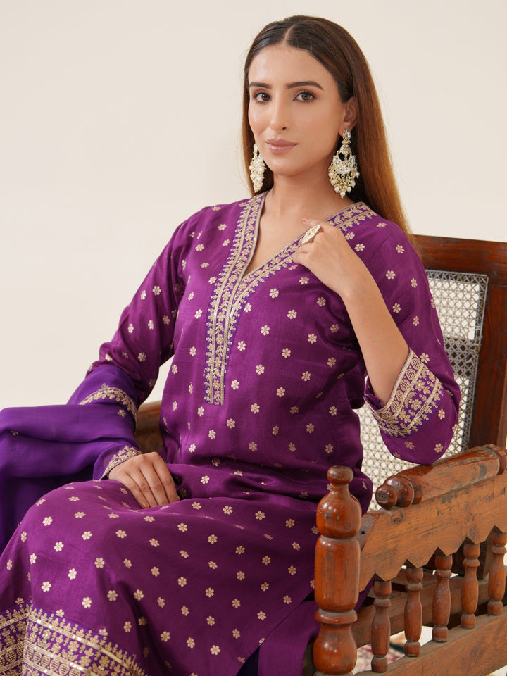 Palash Grape Full Work Suit Set