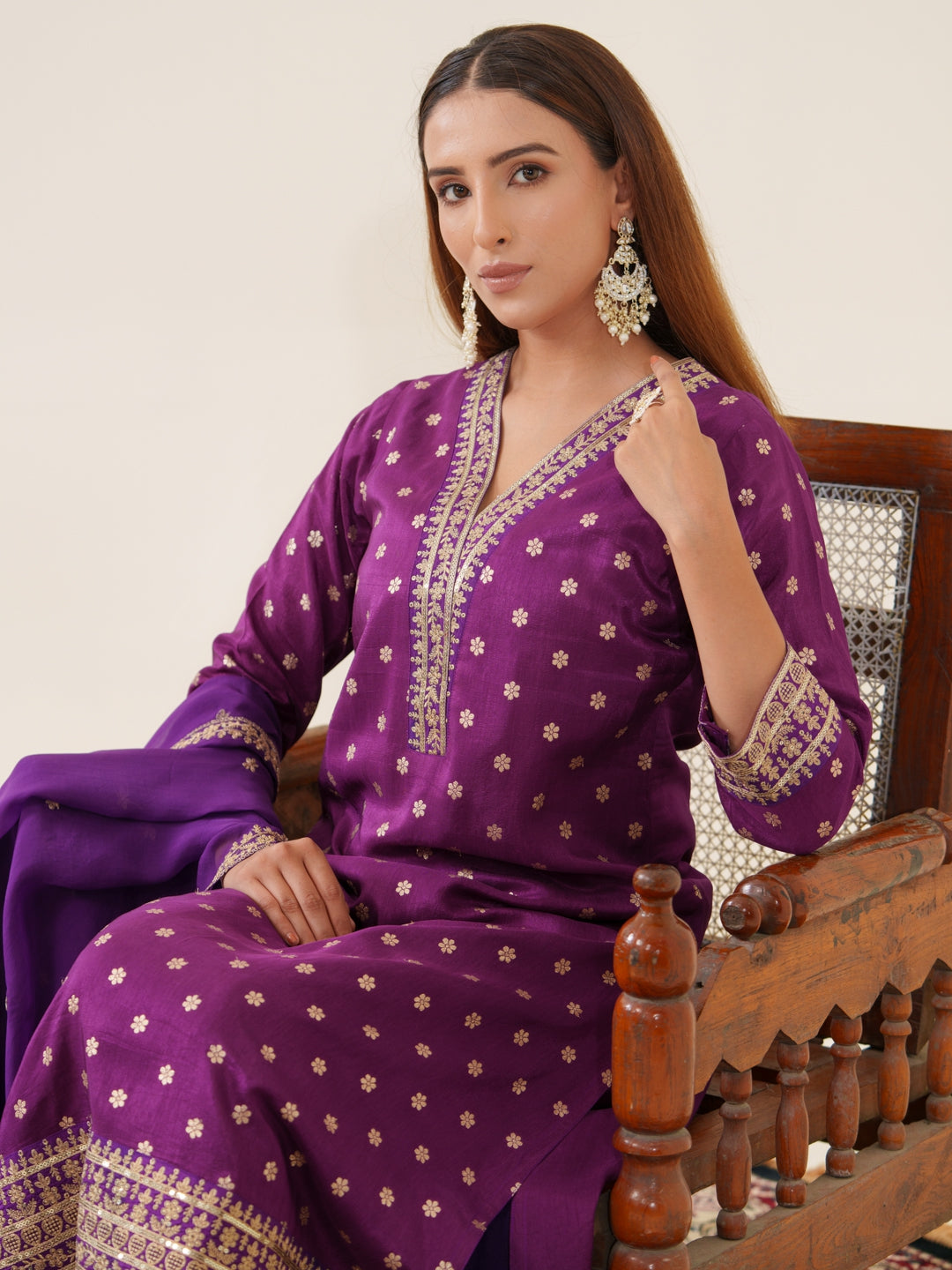 Palash Grape Full Work Suit Set