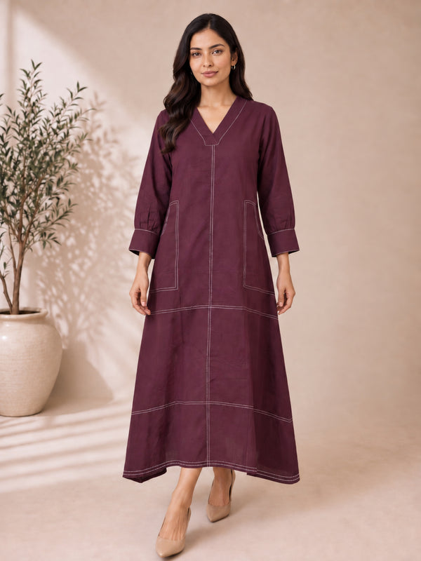 Akshara garnet cotton dress